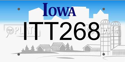ITT268 Iowa License Plate