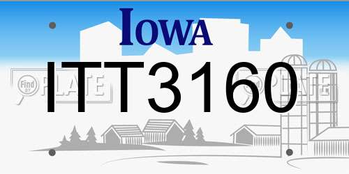ITT3160 Iowa License Plate