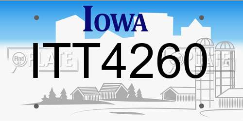 ITT4260 Iowa License Plate