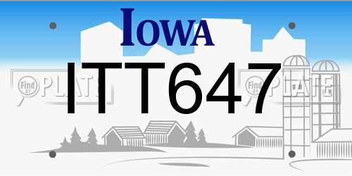 ITT647 Iowa License Plate