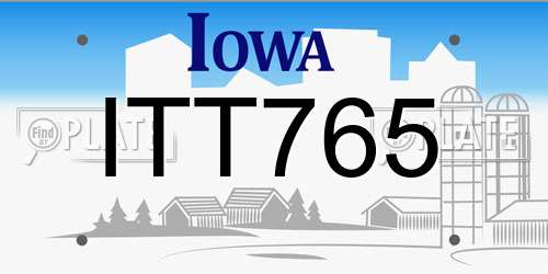 ITT765 Iowa License Plate