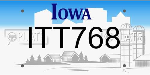 ITT768 Iowa License Plate