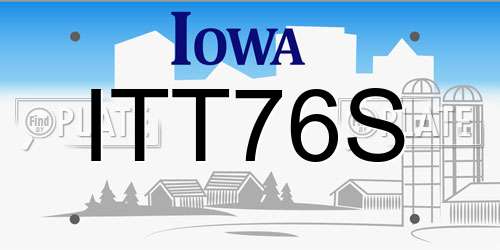 ITT76S Iowa License Plate