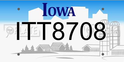 ITT8708 Iowa License Plate