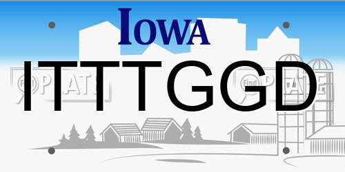 ITTTGGD Iowa License Plate