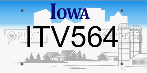 ITV564 Iowa License Plate