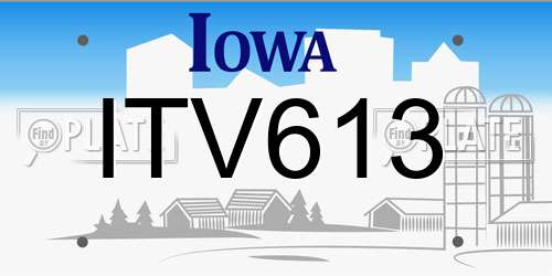 ITV613 Iowa License Plate