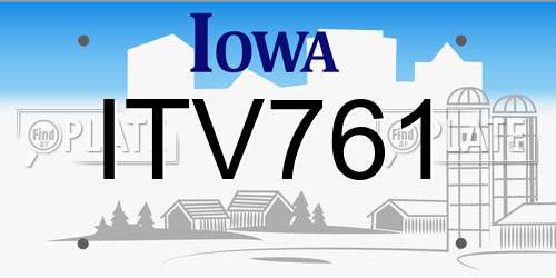ITV761 Iowa License Plate
