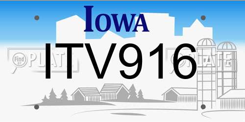 ITV916 Iowa License Plate