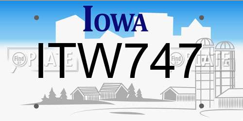 ITW747 Iowa License Plate