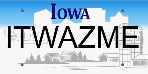 ITWAZME Iowa License Plate