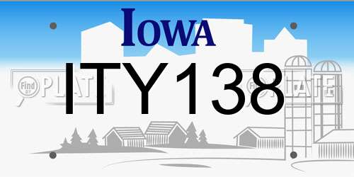 ITY138 Iowa License Plate