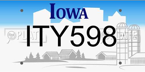 ITY598 Iowa License Plate