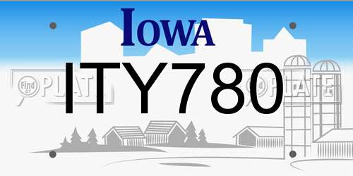 ITY780 Iowa License Plate