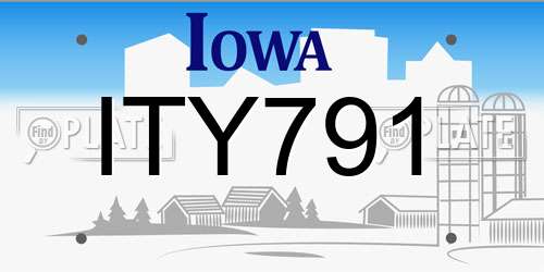 ITY791 Iowa License Plate