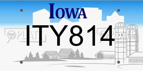 ITY814 Iowa License Plate