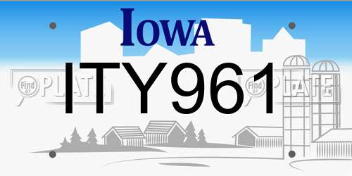 ITY961 Iowa License Plate