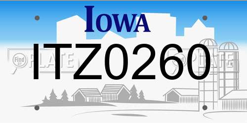 ITZ0260 Iowa License Plate