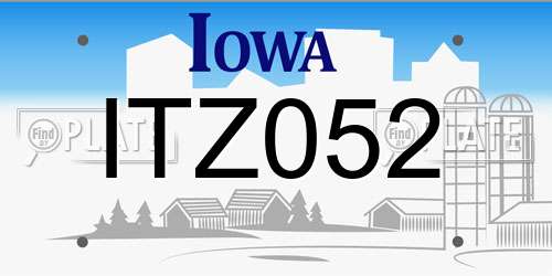 ITZ052 Iowa License Plate