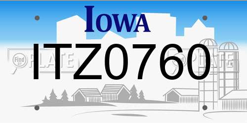 ITZ0760 Iowa License Plate