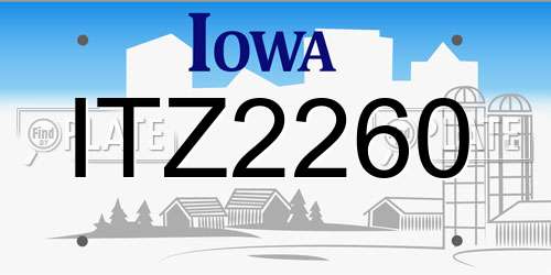ITZ2260 Iowa License Plate