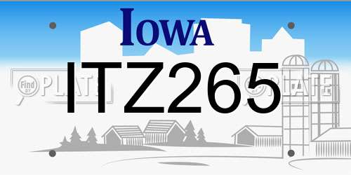 ITZ265 Iowa License Plate