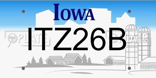 ITZ26B Iowa License Plate