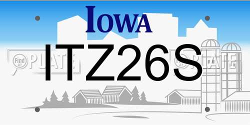 ITZ26S Iowa License Plate