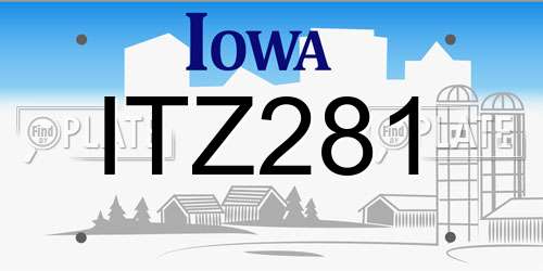 ITZ281 Iowa License Plate