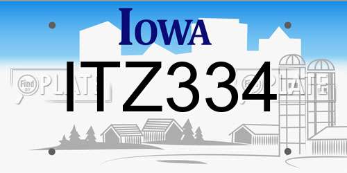 ITZ334 Iowa License Plate