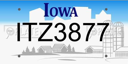 ITZ3877 Iowa License Plate