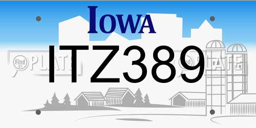 ITZ389 Iowa License Plate