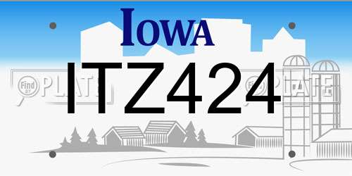 ITZ424 Iowa License Plate