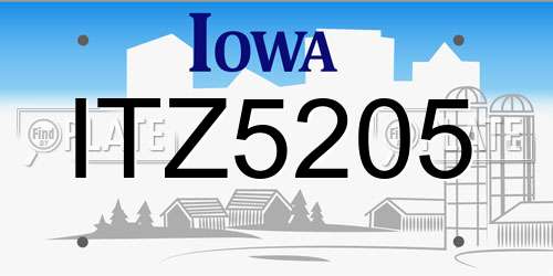 ITZ5205 Iowa License Plate