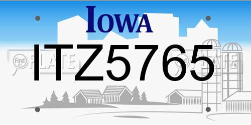 ITZ5765 Iowa License Plate