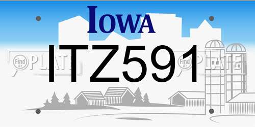 ITZ591 Iowa License Plate