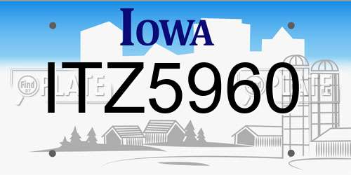 ITZ5960 Iowa License Plate