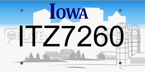 ITZ7260 Iowa License Plate