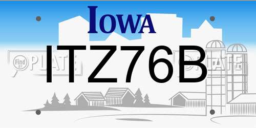 ITZ76B Iowa License Plate