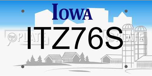 ITZ76S Iowa License Plate
