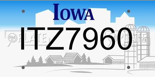 ITZ7960 Iowa License Plate