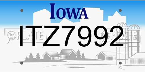 ITZ7992 Iowa License Plate
