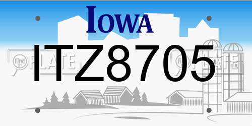 ITZ8705 Iowa License Plate