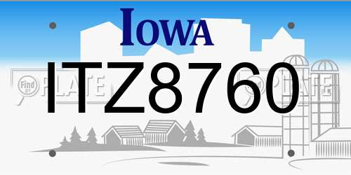 ITZ8760 Iowa License Plate