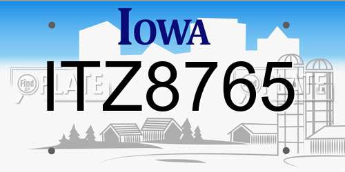 ITZ8765 Iowa License Plate