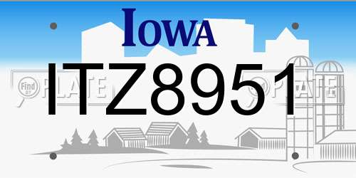 ITZ8951 Iowa License Plate
