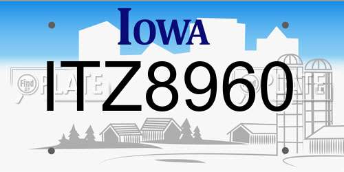 ITZ8960 Iowa License Plate
