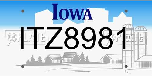 ITZ8981 Iowa License Plate