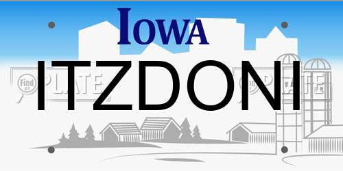 ITZDONI Iowa License Plate