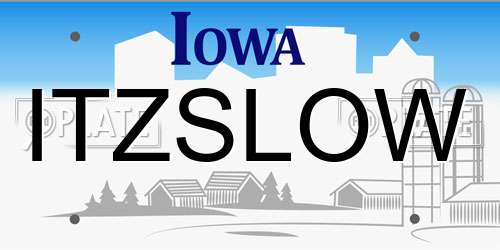 ITZSLOW Iowa License Plate